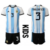 Billiga Argentina Nicolas Tagliafico #3 Barnkläder Hemma fotbollskläder till baby VM 2022 Kortärmad (+ Korta byxor)